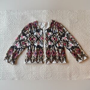 Sequin silk cropped evening jacket size XS